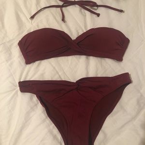 H&M Burgundy Bandeau Bikini
